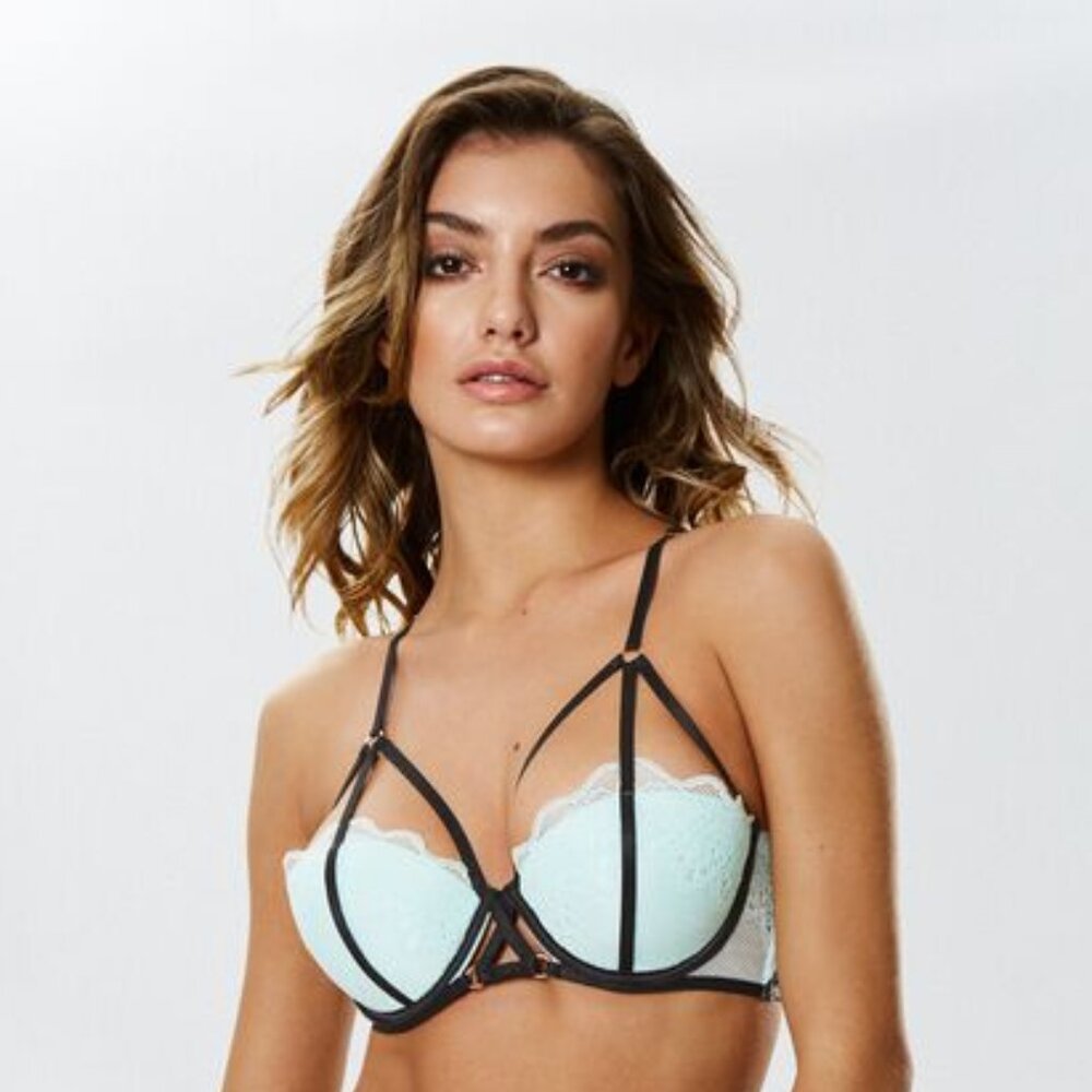 NWT Ann Summers Midnight Kiss Balcony Bra in Mint, 34A